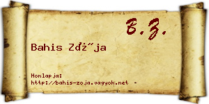 Bahis Zója névjegykártya